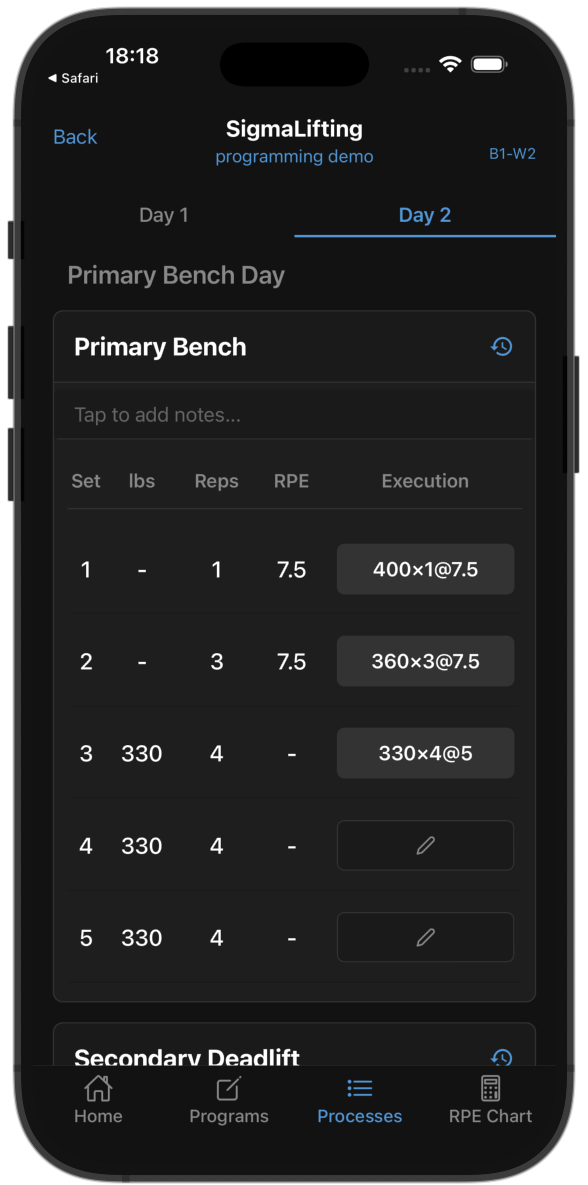 SigmaLifting App Screenshot